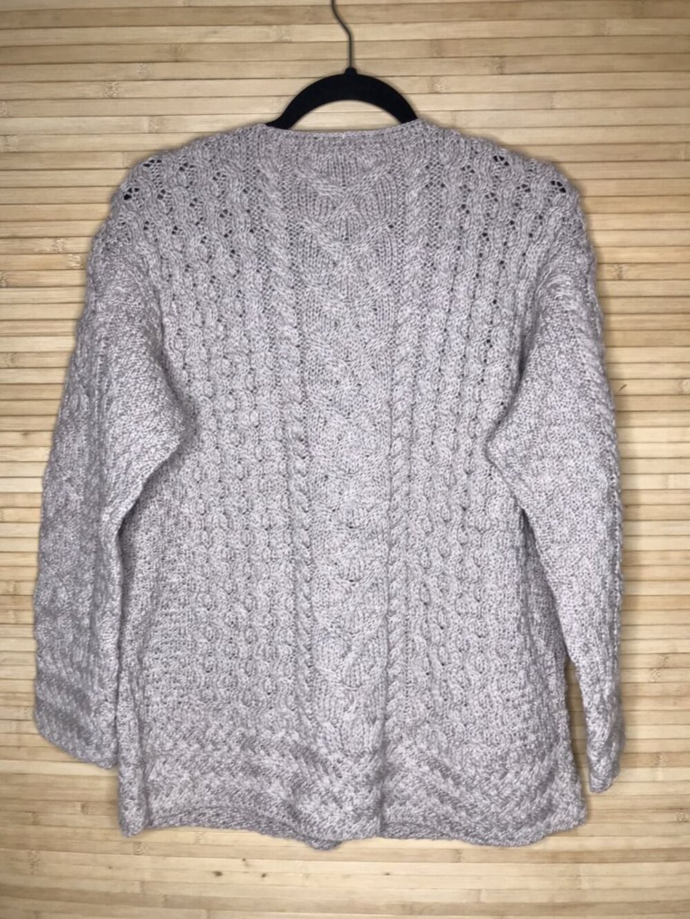 Carraig Donn XL 100% Merino Wool Cable Knit Button Up Chunky Sweater oatmeal - Picture 4 of 6